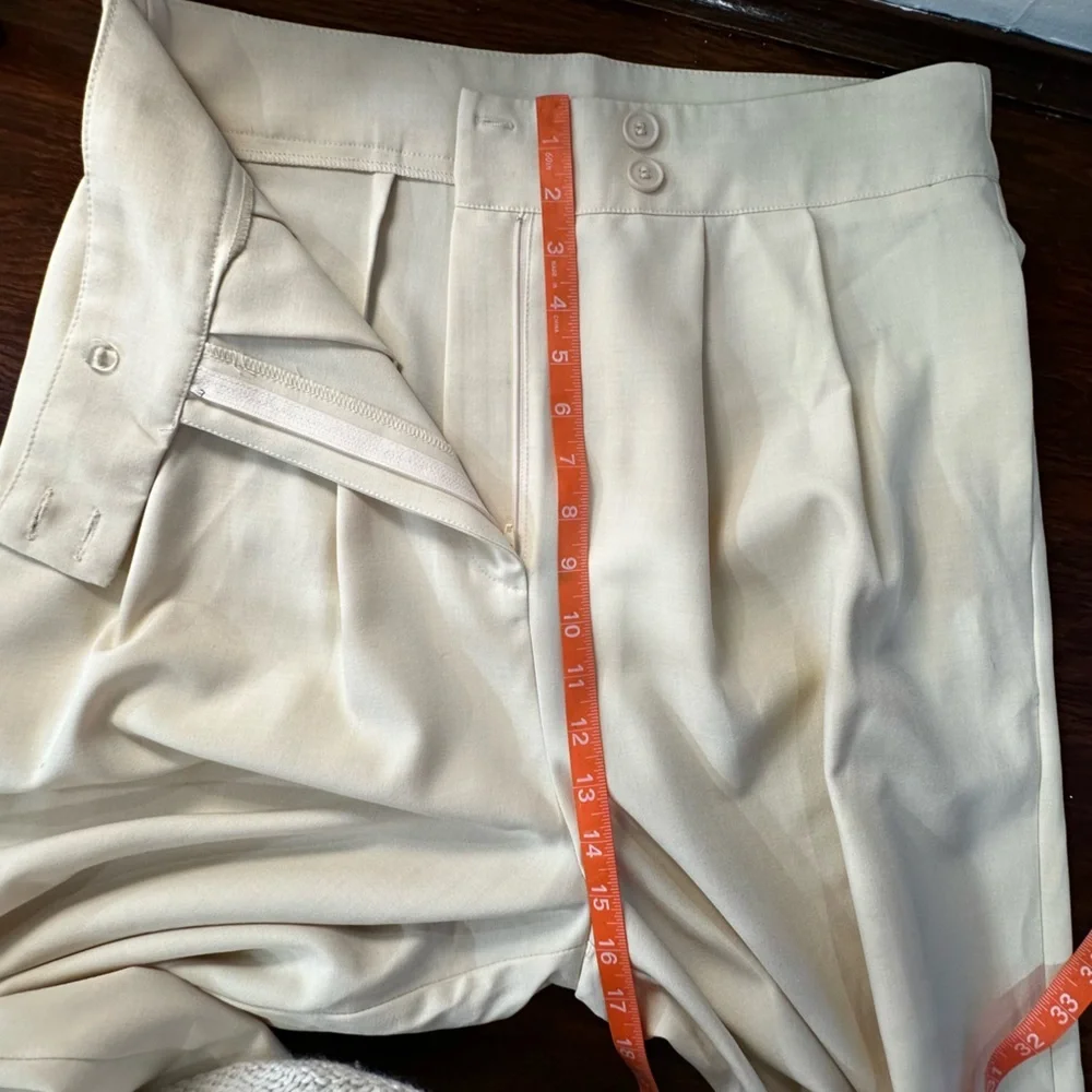 Flying Tomato Cream Extra Wide Leg Pleated Trousers Large NWOT